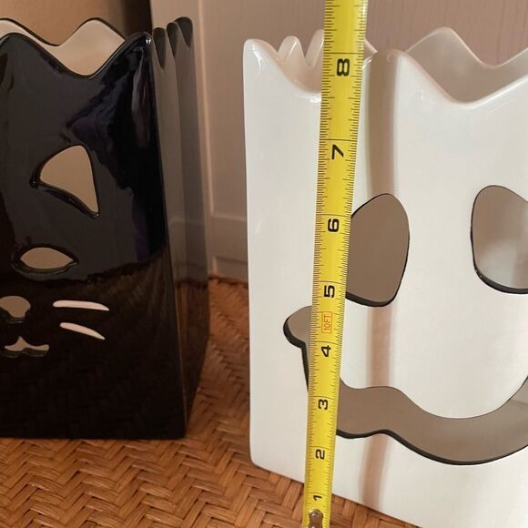 Harry and David Vintage Ghost and Black Cat Large Ceramic Tea Light Candle Boxes - Picture 10 of 13